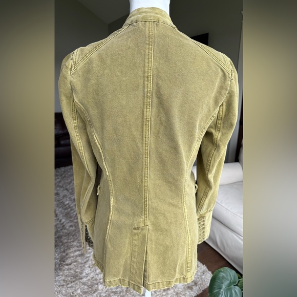 Free People Denim Seamed and Structured Military Jacket in Olive Green, Small - Picture 5 of 9